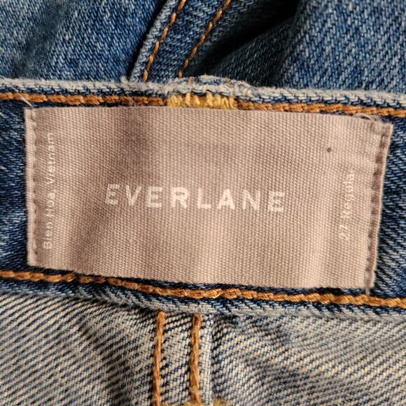Everlane Jeans Size 27 Blue O-S Boyfriend Ripped Distressed Button Fly - Picture 13 of 14